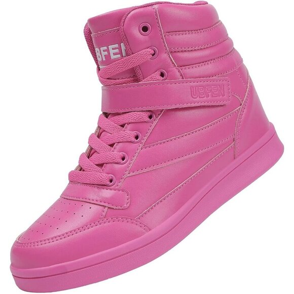 🆕Pink Women's Hidden Wedge High Top Sneakers 5.5cm Platform Bootie Casual Shoes - Picture 6 of 6